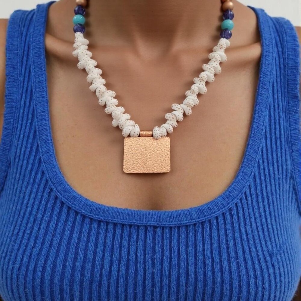 Tiger moon snail shell pendant necklace